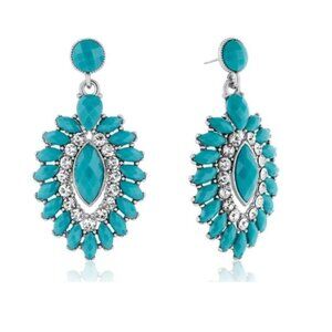 Turquoise and Silver Evil Eye Inspired Earrings